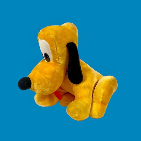 Vintage Pluto Plush Disneyland Sitting Stuffed Animal 14 in Toy Dog Red Collar - Picture 11 of 11